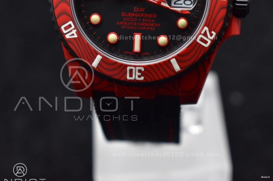 Submariner on Dial Carbon Red 473 1:1 Best VS VSF Black Edition Black DIW Strap Nylon EyeCatching 0720